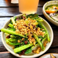 Xo greens with macadamia nuts at Old Young's Kitchen in Henley Brook