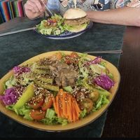 Falafel bowl and lentils burger   at Bumi Cocina - Yerbateria in Salento