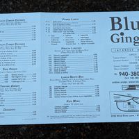 Menu page 1 at Blue Ginger  in Denton
