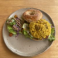 Vegan bagel with tofu scrambler #Veganuary at The Village Bakery and Cafe in Siem Reap