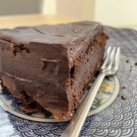 Vegan chocolate cake, $3  at The Village Bakery and Cafe in Siem Reap