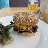 Tofu scramble bagel   at The Village Bakery and Cafe in Siem Reap
