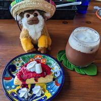 Japanese style pancake and coconut-cacao rice drink at Marshmallow Caffe - マシュマロカフェ 沖永良部本店 in Okinoerabujima