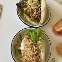 Hot chick in the bottom, eggplant bao on top  at Lil Bao  in Brussels