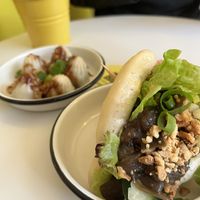 Dim sums and aubergine bao  at Lil Bao  in Brussels