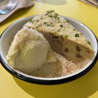 Banana cake with vanilla ice cream  at Lil Bao  in Brussels