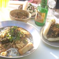 That's nuts (incredible), aubergenius (bao), hercules (bao), smashed cucumber salad at Lil Bao  in Brussels
