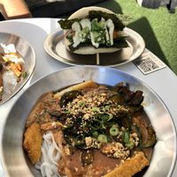 Spicy Peanut noodles and fishy bao   at Lil Bao  in Brussels