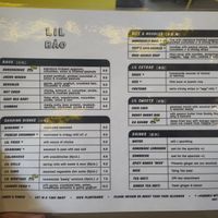 Menu at Lil Bao  in Brussels