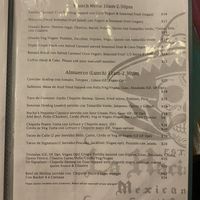 Part of the menu  at La Hacienda 101 in Emerald Beach