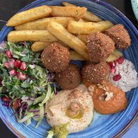 Felafel bowl with friesd  at Gaza Grill Kødbyen in Copenhagen