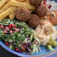 Felafel bowl with friesd  at Gaza Grill Kødbyen in Copenhagen