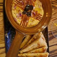 Humous and pitta bread at Ethos at The Monro in Liverpool