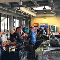 Farmers market is pretty small, but bustling at lunch hour at Parnassus Farmers' Market in San Francisco
