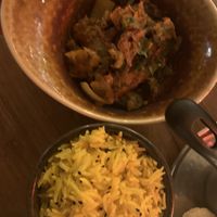 Okra massala and lemon rice  at Rickshaw & Co in Glasgow