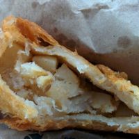 vegan fried samosa stuffed with potatoes at 25th Avenue Farmers' Market in San Mateo
