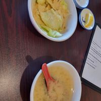 Miso soup and salad at Omino in Okeechobee