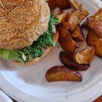 Lentil burger   at Dark & Light Cafe in Mount Dora