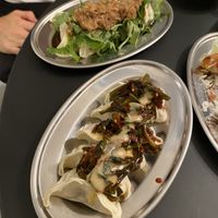 Shiso-ponzu gyoza and chives-mustard gyoza  at  Vegan Place SHUWASHUWA PEACE - シュワシュワピース in Tokyo