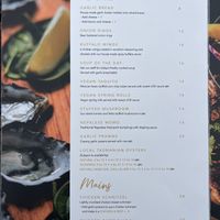 Dinner menu 2  at Tullah Lakeside Lodge in Tullah