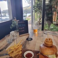 Vegan deluxe burger. Even had a nice dressing at Tullah Lakeside Lodge in Tullah