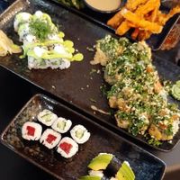 Menü: PLANTS FOR FRIENDS VEGAN
(Crunchy Habibi – Green Piece – Gurke & Rote Beete Maki
-
Avocado Nigiri – Tempura Sticks – Edamame Pure & Natural) at KOURO in Hannover