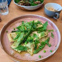 Back: umami stroganoff; front: green velvet at Pastan Brighton in Brighton