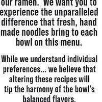 discouraging modifications at Issei Noodle in Lancaster