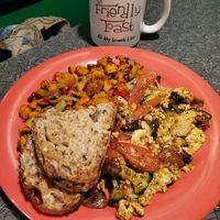 Tofu scramble w/ sweet potato fries at The Friendly Toast in Portland