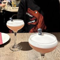 Spring Blossom Daquiri - this was a daily special cocktail, and had cherry blossom gin, raspberry liqueur, elderflower liqueur, mt fuji bitters and vegan foam.   at Tinto Taperia in Brighton