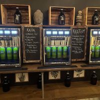 The teas on tap/ Growlers at Roots Kava Bar in Port Jefferson