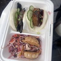 Mushroom & tofu bao buns. Coleslaw & veg gyoza   at Yum Bun - Food Stall in East London