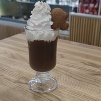 Dark hot chocolate with vegan whipping cream  at Matcha Tsuki in Budapest