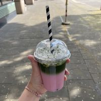 Sakura matcha iced lattee  at Matcha Tsuki in Budapest
