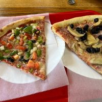 Veggie slice and cheese + mushrooms and olives   at San Remo Pizzeria & Restaurant in Ridgewood