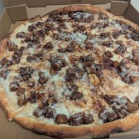 Vegan BBQ Chicken Pizza at San Remo Pizzeria & Restaurant in Ridgewood