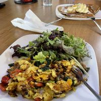 Italian scramble in foreground, vegan pancakes in the back. Yum!  at Square Cafe in Pittsburgh