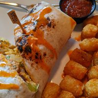 Very Vegan Breakfast Burrito with a side order of tots at Square Cafe in Pittsburgh