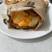 Chive biscuit sandwich   at Square Cafe in Pittsburgh