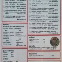 Menu at Burritos Gorditos in Cozumel
