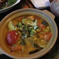 Tofu with eggplant, green banana and Rice  at Chay Viet in Berlin