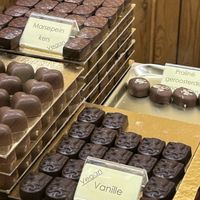 marzipan cherry, vanillaa  at Chocolatier Van Oost  in Bruges