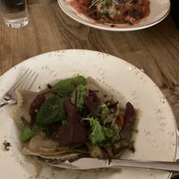 vegan ravioli in the front   at Ludwig im Museum in Cologne