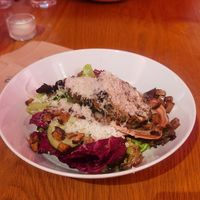 Spinatknödel mit Bacon, Radiccio und Salat at HAPPA Restaurant in Berlin