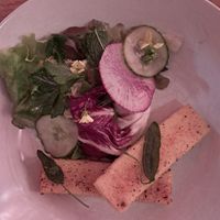 Fried polenta ans herb salad at HAPPA Restaurant in Berlin