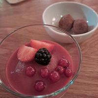 Cashew panna cotta and chocolate truffle at HAPPA Restaurant in Berlin