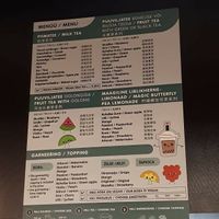 Menu - many flavors to choose from! at Mămăhūhū Boba in Tallinn