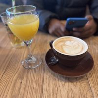 Mimosa & Oatmilk Latte  at The Laundromat Cafe in Reykjavik