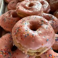 Vegan sprinkle Donuts and fritters- example of flavours that change weekly- Come early before I eat them all at Empire Donuts in Victoria