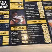 Wall menu at Craft Vegan Bakery Palermo in Buenos Aires